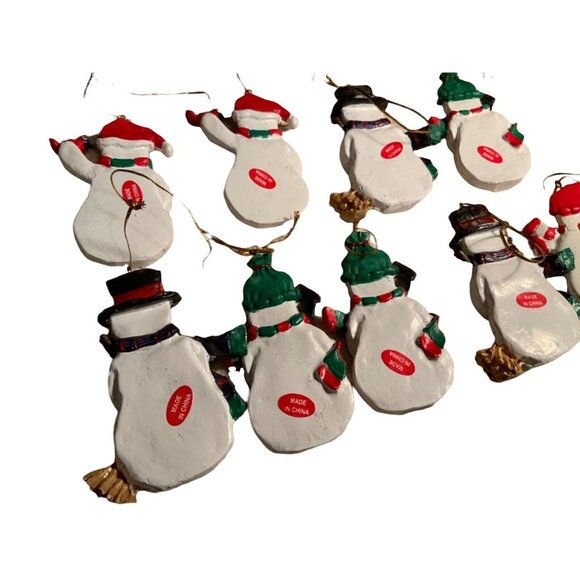 Snowmen Christmas Tree Ornaments Lot of 9 - Picture 5 of 5